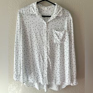 Beach Lunch Lounge White Blue Stars Button Up | M